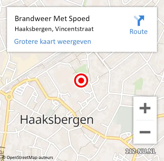 Locatie op kaart van de 112 melding: Brandweer Met Spoed Naar Haaksbergen, Vincentstraat op 23 juli 2024 18:46