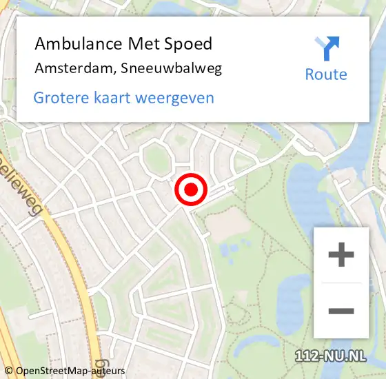 Locatie op kaart van de 112 melding: Ambulance Met Spoed Naar Amsterdam, Sneeuwbalweg op 23 juli 2024 19:07