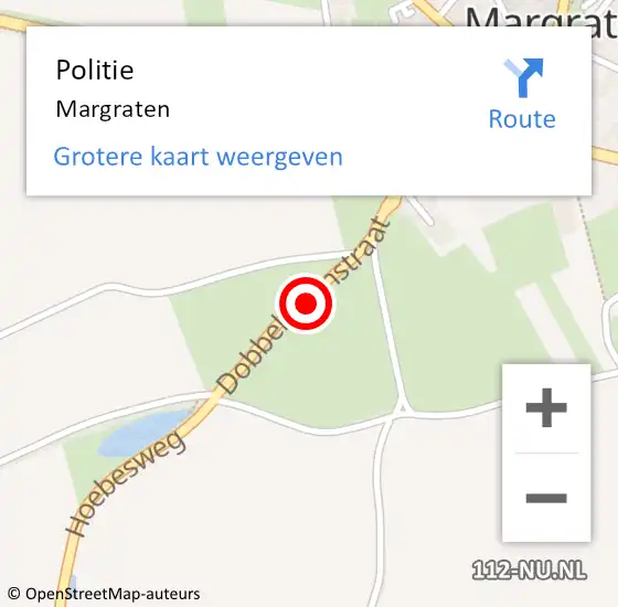 Locatie op kaart van de 112 melding: Politie Margraten op 23 juli 2024 19:54