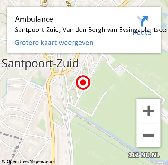 Locatie op kaart van de 112 melding: Ambulance Santpoort-Zuid, Van den Bergh van Eysingaplantsoen op 23 juli 2024 19:59