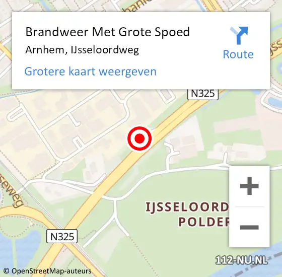 Locatie op kaart van de 112 melding: Brandweer Met Grote Spoed Naar Arnhem, IJsseloordweg op 23 juli 2024 20:00