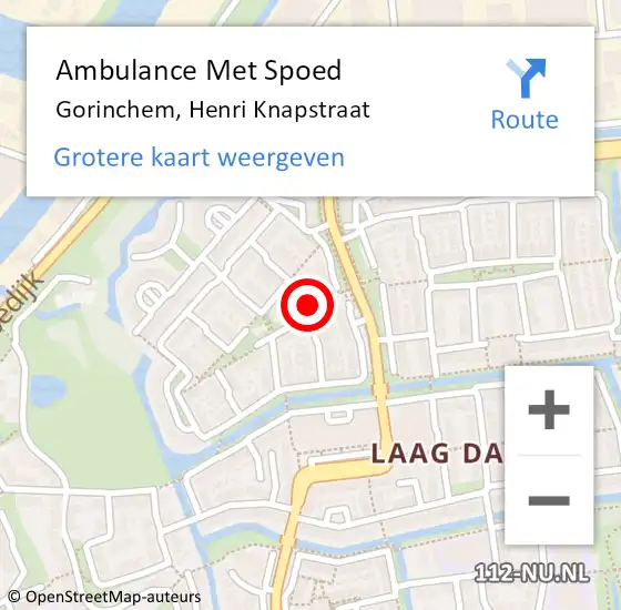 Locatie op kaart van de 112 melding: Ambulance Met Spoed Naar Gorinchem, Henri Knapstraat op 23 juli 2024 20:02