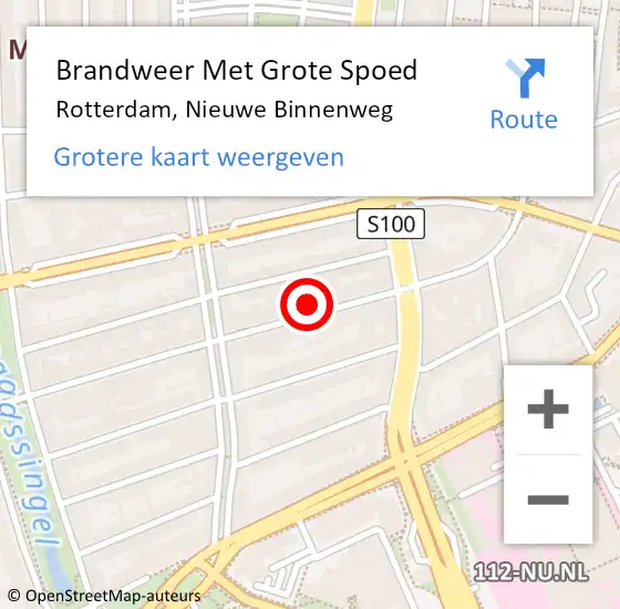 Locatie op kaart van de 112 melding: Brandweer Met Grote Spoed Naar Rotterdam, Nieuwe Binnenweg op 23 juli 2024 20:26