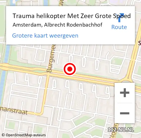 Locatie op kaart van de 112 melding: Trauma helikopter Met Zeer Grote Spoed Naar Amsterdam, Albrecht Rodenbachhof op 23 juli 2024 20:34