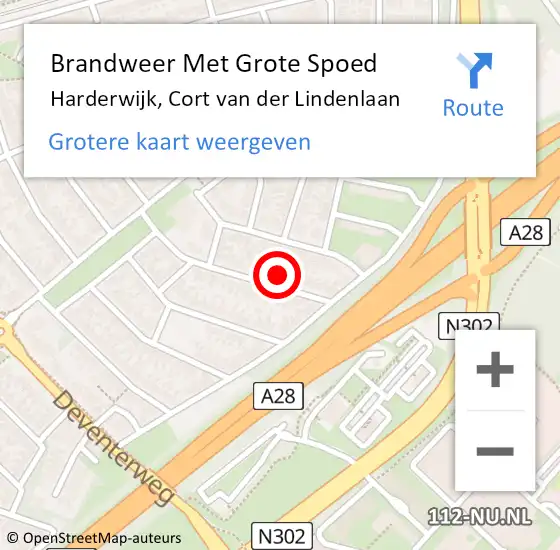 Locatie op kaart van de 112 melding: Brandweer Met Grote Spoed Naar Harderwijk, Cort van der Lindenlaan op 23 juli 2024 20:46