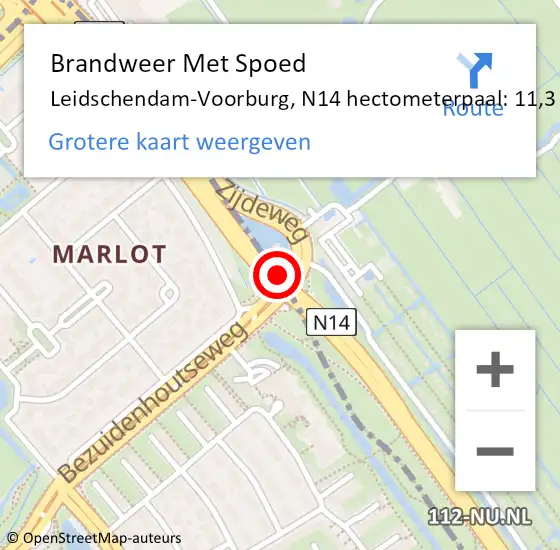 Locatie op kaart van de 112 melding: Brandweer Met Spoed Naar Leidschendam-Voorburg, N14 hectometerpaal: 11,3 op 23 juli 2024 20:57
