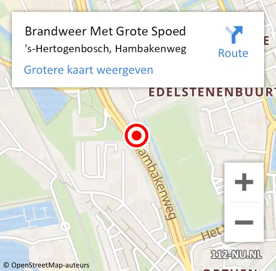 Locatie op kaart van de 112 melding: Brandweer Met Grote Spoed Naar 's-Hertogenbosch, Hambakenweg op 23 juli 2024 21:26