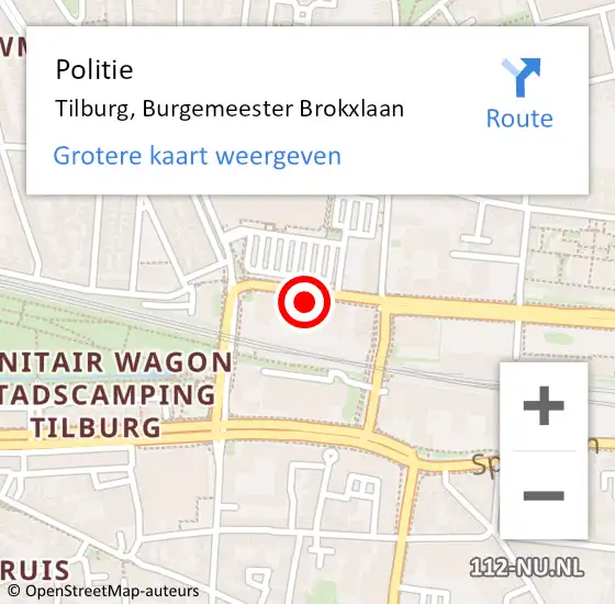 Locatie op kaart van de 112 melding: Politie Tilburg, Burgemeester Brokxlaan op 23 juli 2024 21:48