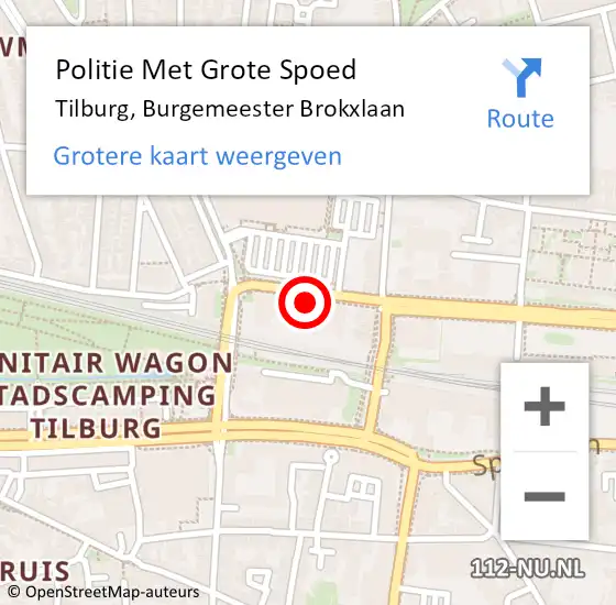 Locatie op kaart van de 112 melding: Politie Met Grote Spoed Naar Tilburg, Burgemeester Brokxlaan op 23 juli 2024 21:48