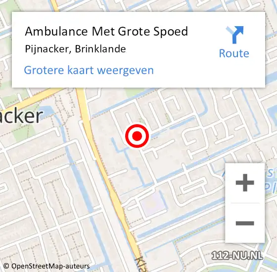 Locatie op kaart van de 112 melding: Ambulance Met Grote Spoed Naar Pijnacker, Brinklande op 23 juli 2024 22:00