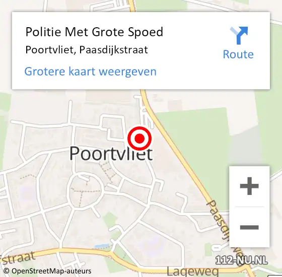 Locatie op kaart van de 112 melding: Politie Met Grote Spoed Naar Poortvliet, Paasdijkstraat op 23 juli 2024 22:09