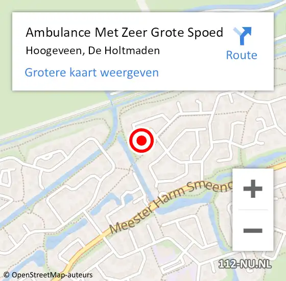 Locatie op kaart van de 112 melding: Ambulance Met Zeer Grote Spoed Naar Hoogeveen, De Holtmaden op 23 juli 2024 22:27