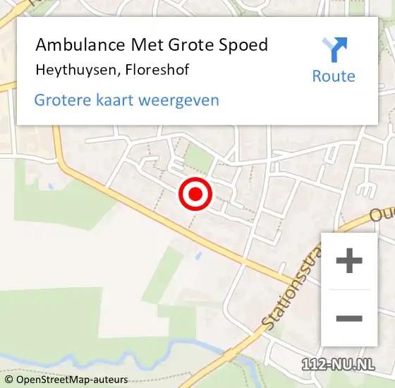 Locatie op kaart van de 112 melding: Ambulance Met Grote Spoed Naar Heythuysen, Floreshof op 14 oktober 2014 08:05