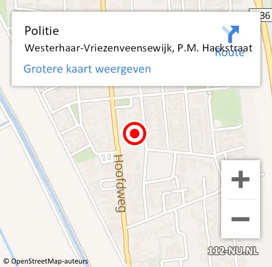 Locatie op kaart van de 112 melding: Politie Westerhaar-Vriezenveensewijk, P.M. Hackstraat op 23 juli 2024 23:07