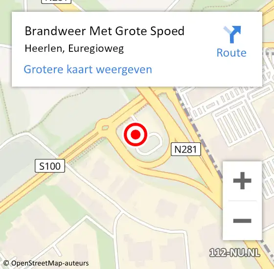 Locatie op kaart van de 112 melding: Brandweer Met Grote Spoed Naar Heerlen, Euregioweg op 23 juli 2024 23:23