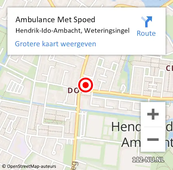 Locatie op kaart van de 112 melding: Ambulance Met Spoed Naar Hendrik-Ido-Ambacht, Weteringsingel op 24 juli 2024 02:57