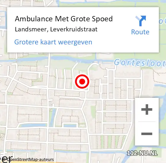 Locatie op kaart van de 112 melding: Ambulance Met Grote Spoed Naar Landsmeer, Leverkruidstraat op 24 juli 2024 03:27