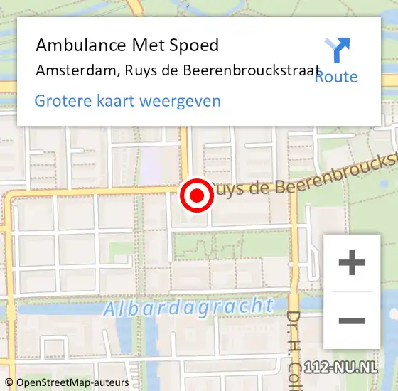 Locatie op kaart van de 112 melding: Ambulance Met Spoed Naar Amsterdam, Ruys de Beerenbrouckstraat op 24 juli 2024 03:43