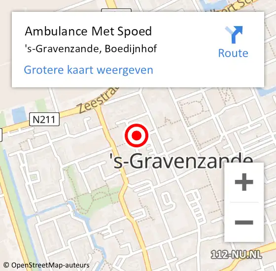 Locatie op kaart van de 112 melding: Ambulance Met Spoed Naar 's-Gravenzande, Boedijnhof op 24 juli 2024 04:56