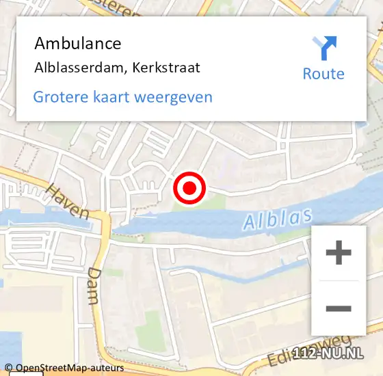 Locatie op kaart van de 112 melding: Ambulance Alblasserdam, Kerkstraat op 24 juli 2024 06:57