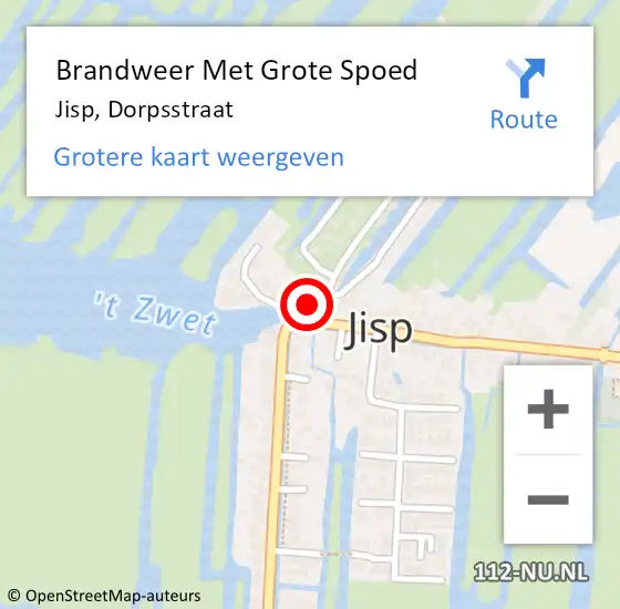 Locatie op kaart van de 112 melding: Brandweer Met Grote Spoed Naar Jisp, Dorpsstraat op 14 oktober 2014 08:15