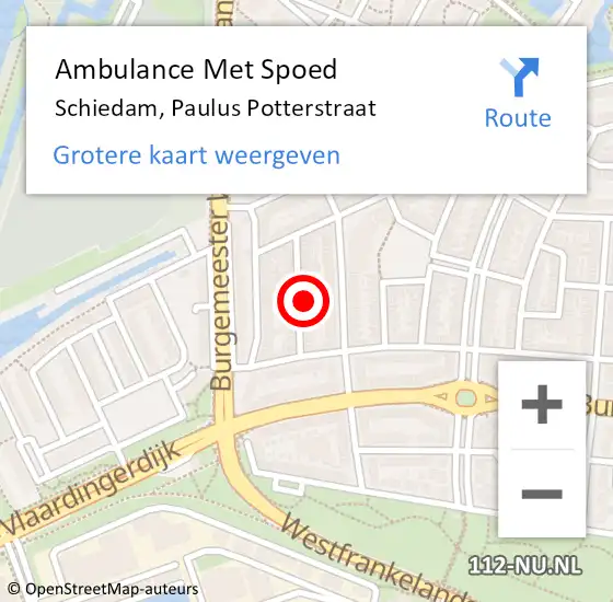 Locatie op kaart van de 112 melding: Ambulance Met Spoed Naar Schiedam, Paulus Potterstraat op 24 juli 2024 07:28