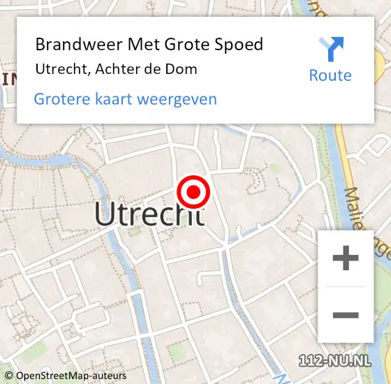 Locatie op kaart van de 112 melding: Brandweer Met Grote Spoed Naar Utrecht, Achter de Dom op 24 juli 2024 07:34