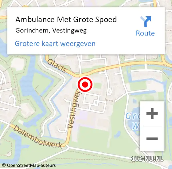 Locatie op kaart van de 112 melding: Ambulance Met Grote Spoed Naar Gorinchem, Vestingweg op 24 juli 2024 07:39