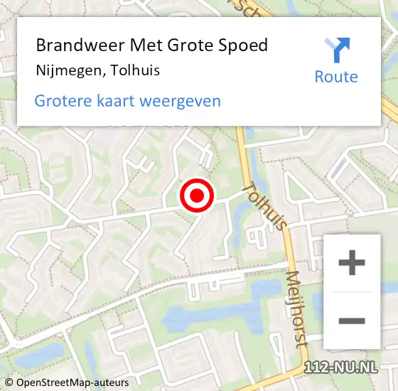 Locatie op kaart van de 112 melding: Brandweer Met Grote Spoed Naar Nijmegen, Tolhuis op 24 juli 2024 08:28