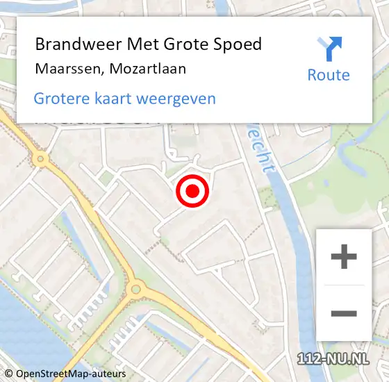 Locatie op kaart van de 112 melding: Brandweer Met Grote Spoed Naar Maarssen, Mozartlaan op 24 juli 2024 08:49