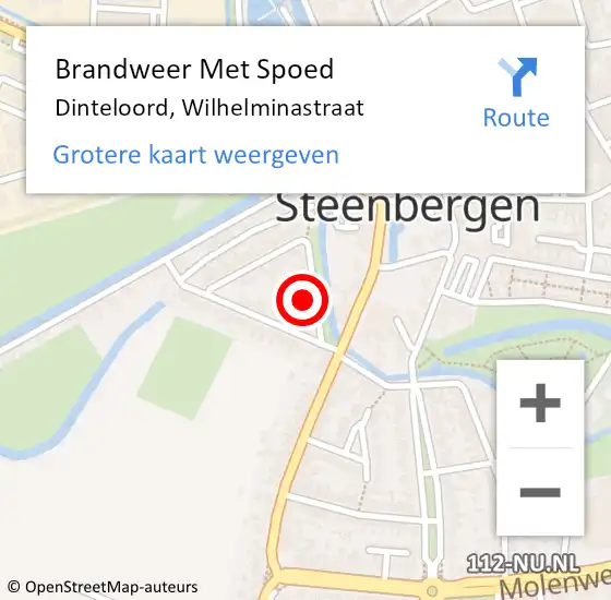 Locatie op kaart van de 112 melding: Brandweer Met Spoed Naar Dinteloord, Wilhelminastraat op 24 juli 2024 08:50