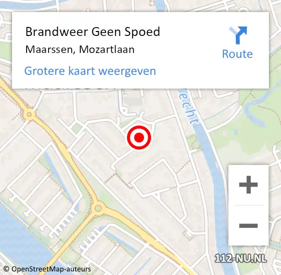 Locatie op kaart van de 112 melding: Brandweer Geen Spoed Naar Maarssen, Mozartlaan op 24 juli 2024 08:50