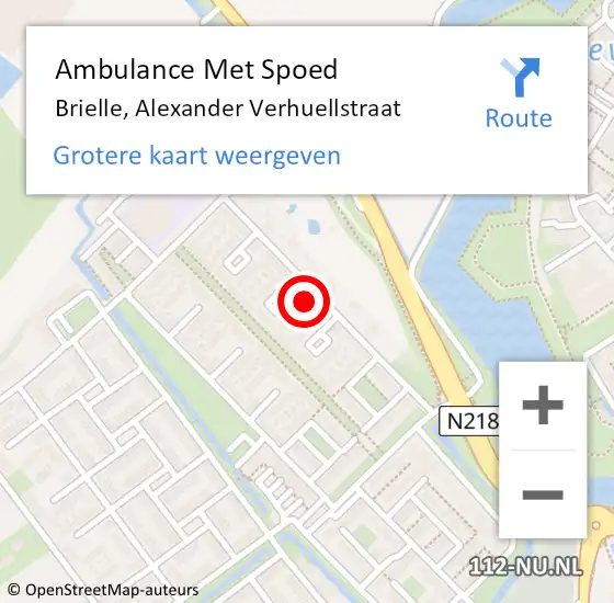 Locatie op kaart van de 112 melding: Ambulance Met Spoed Naar Brielle, Alexander Verhuellstraat op 24 juli 2024 08:50