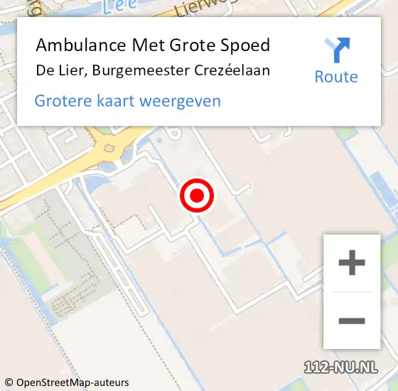 Locatie op kaart van de 112 melding: Ambulance Met Grote Spoed Naar De Lier, Burgemeester Crezéelaan op 24 juli 2024 08:54