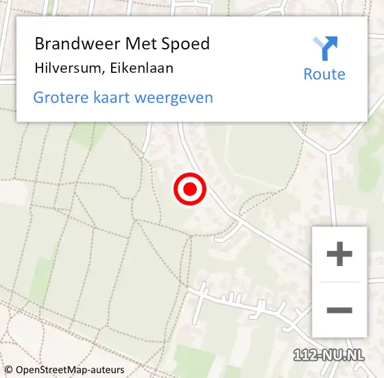 Locatie op kaart van de 112 melding: Brandweer Met Spoed Naar Hilversum, Eikenlaan op 24 juli 2024 09:22