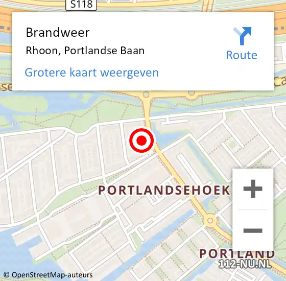 Locatie op kaart van de 112 melding: Brandweer Rhoon, Portlandse Baan op 24 juli 2024 09:34