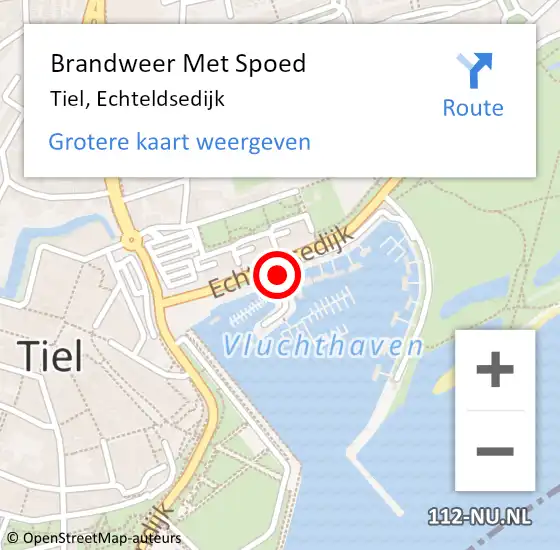 Locatie op kaart van de 112 melding: Brandweer Met Spoed Naar Tiel, Echteldsedijk op 24 juli 2024 09:43