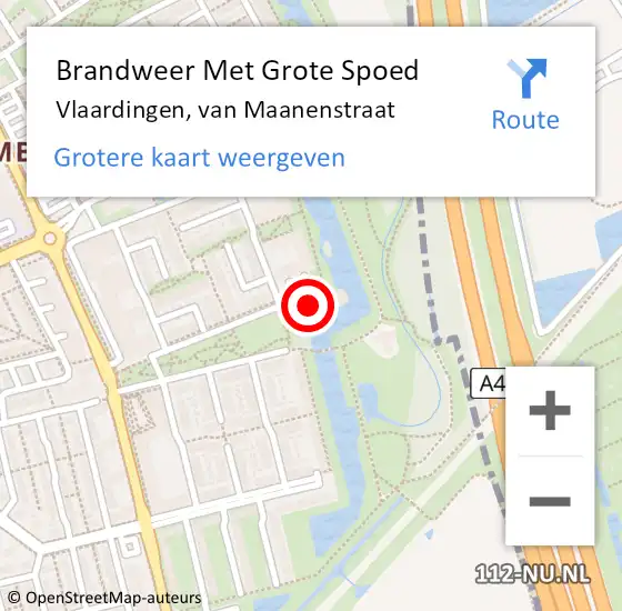 Locatie op kaart van de 112 melding: Brandweer Met Grote Spoed Naar Vlaardingen, van Maanenstraat op 24 juli 2024 09:47