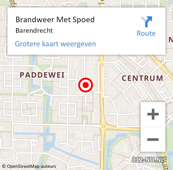 Locatie op kaart van de 112 melding: Brandweer Met Spoed Naar Barendrecht op 24 juli 2024 09:52