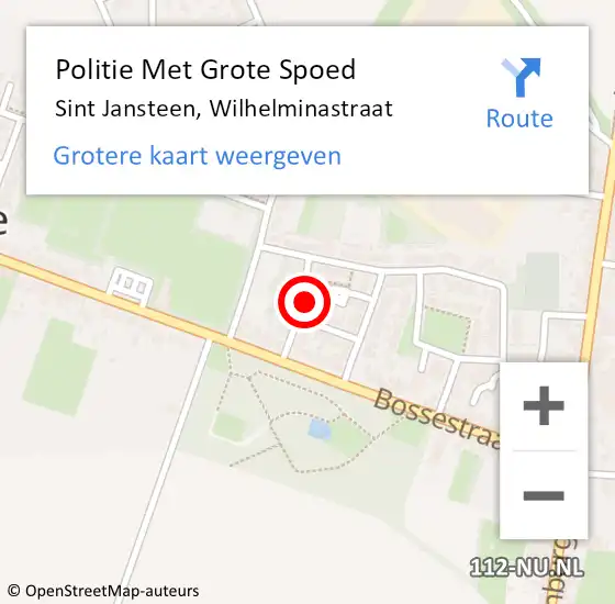 Locatie op kaart van de 112 melding: Politie Met Grote Spoed Naar Sint Jansteen, Wilhelminastraat op 24 juli 2024 09:58