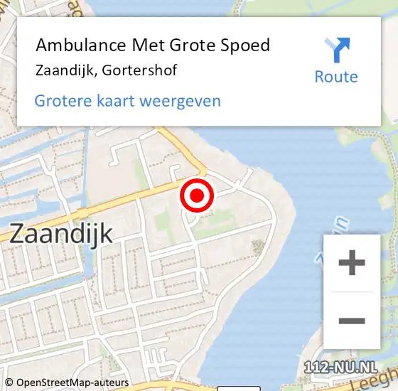 Locatie op kaart van de 112 melding: Ambulance Met Grote Spoed Naar Zaandijk, Gortershof op 24 juli 2024 09:59