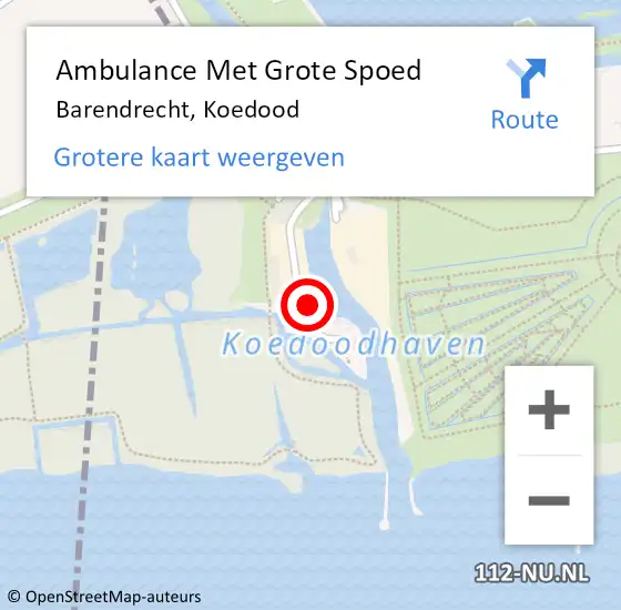 Locatie op kaart van de 112 melding: Ambulance Met Grote Spoed Naar Barendrecht, Koedood op 24 juli 2024 10:00