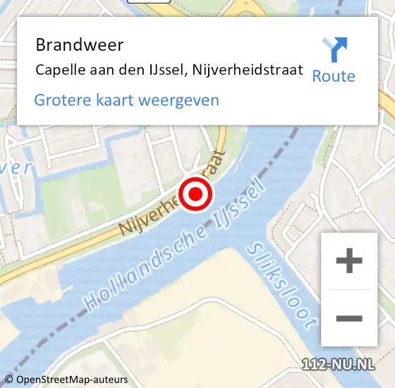 Locatie op kaart van de 112 melding: Brandweer Capelle aan den IJssel, Nijverheidstraat op 24 juli 2024 10:00