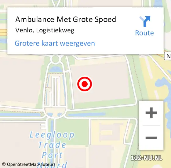 Locatie op kaart van de 112 melding: Ambulance Met Grote Spoed Naar Venlo, Logistiekweg op 24 juli 2024 10:02