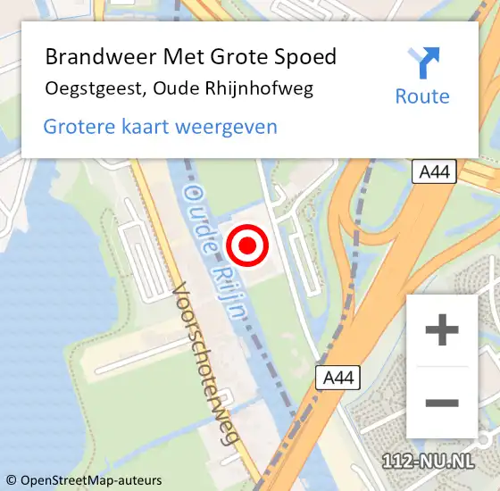 Locatie op kaart van de 112 melding: Brandweer Met Grote Spoed Naar Oegstgeest, Oude Rhijnhofweg op 24 juli 2024 10:08