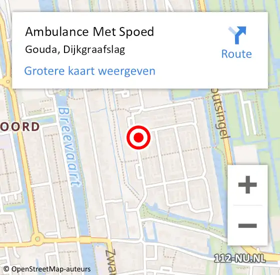 Locatie op kaart van de 112 melding: Ambulance Met Spoed Naar Gouda, Dijkgraafslag op 24 juli 2024 10:21