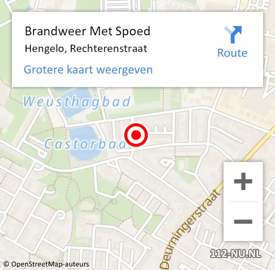 Locatie op kaart van de 112 melding: Brandweer Met Spoed Naar Hengelo, Rechterenstraat op 24 juli 2024 10:26