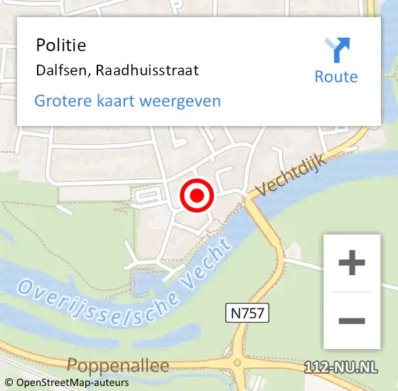 Locatie op kaart van de 112 melding: Politie Dalfsen, Raadhuisstraat op 24 juli 2024 10:27