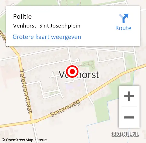 Locatie op kaart van de 112 melding: Politie Venhorst, Sint Josephplein op 14 oktober 2014 08:39