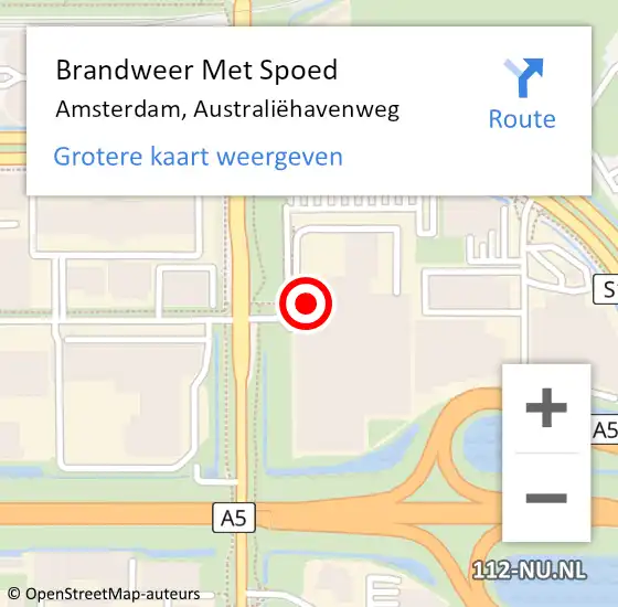 Locatie op kaart van de 112 melding: Brandweer Met Spoed Naar Amsterdam, Australiëhavenweg op 24 juli 2024 10:44